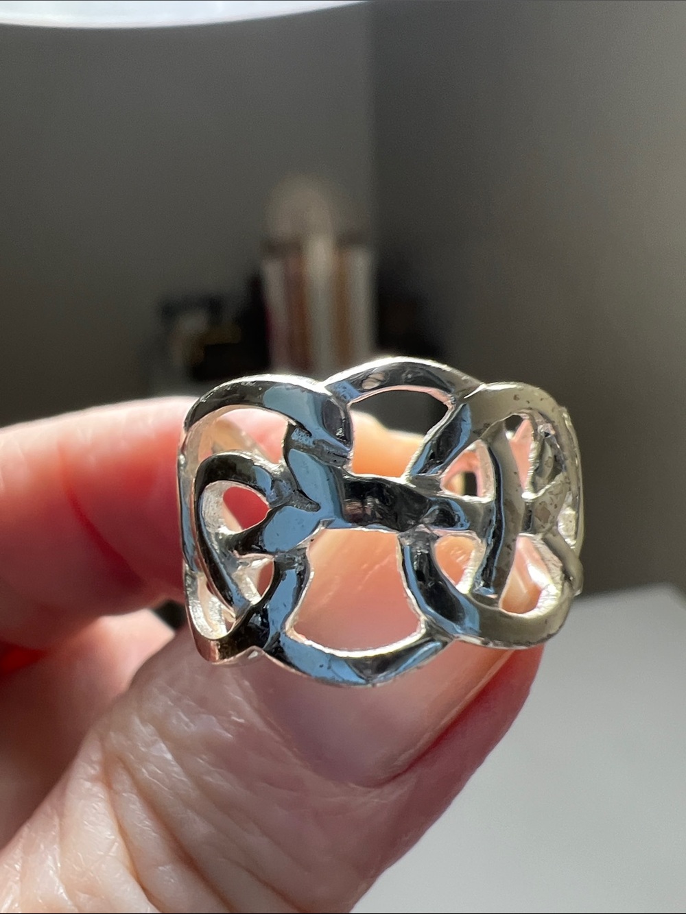 Sparkling Silver Tone Openwork Knot Ring - Size 5 1/2 - Vintage